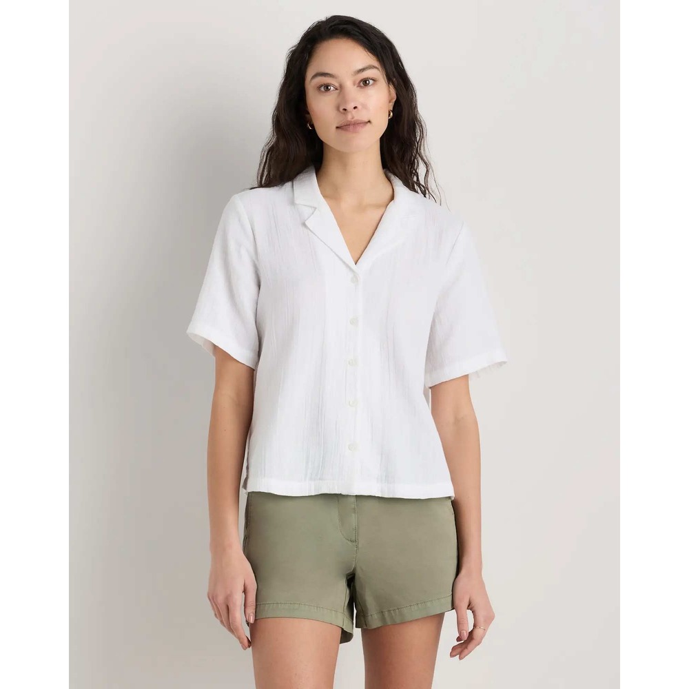 Quince Organic Cotton Gauze Short Sleeve Shirt White Medium NWT